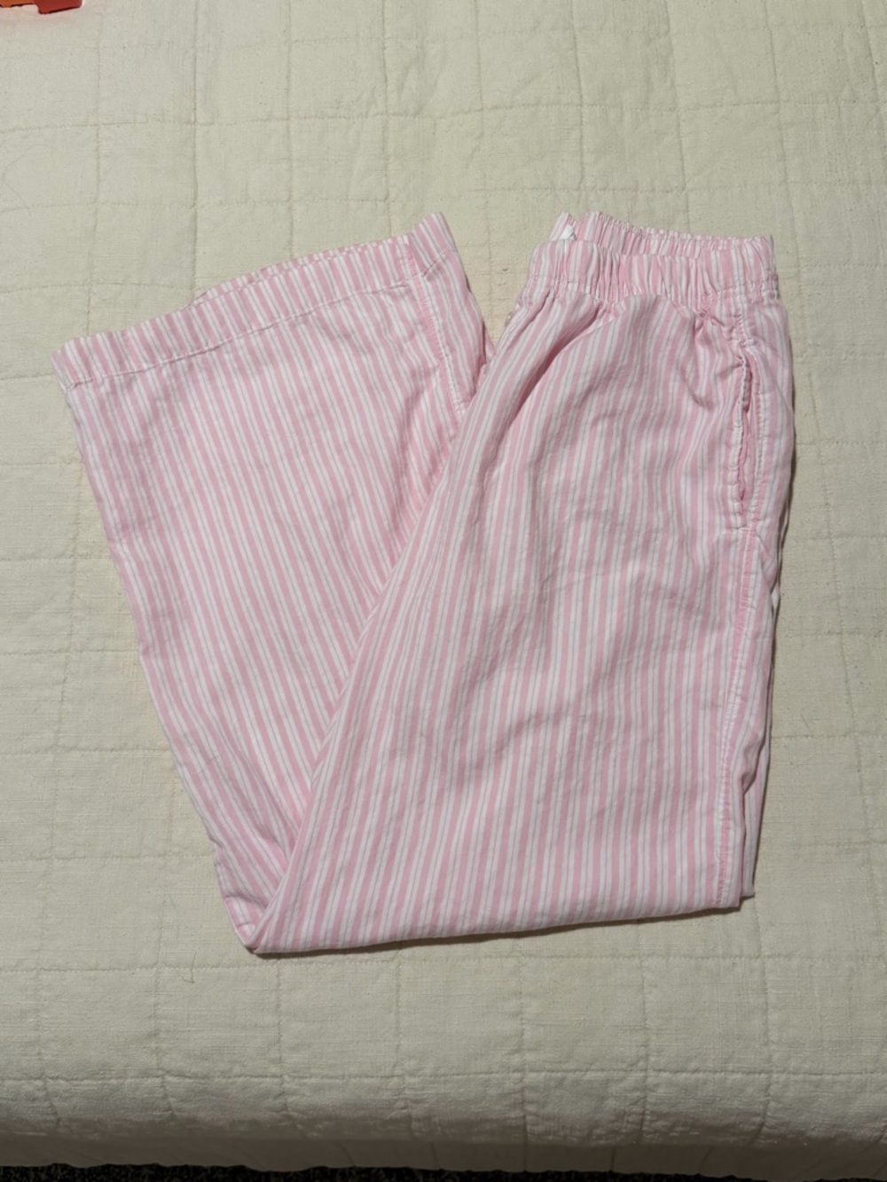 Hollister Pink and White Striped Pajama Pants